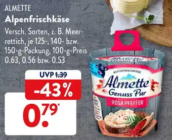 Aldi Süd Almette Alpenfrischkäse 150g Angebot