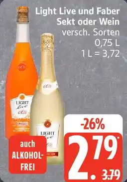 Edeka Light Live und Faber Sekt oder Wein Angebot