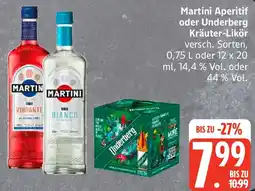 Edeka Martini Aperitif oder Underberg Kräuter-Likör Angebot