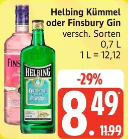 Edeka Helbing Kümmel oder Finsbury Gin Angebot