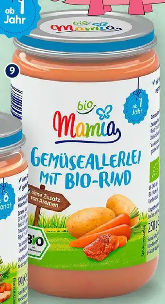 Aldi Süd Mamia Bio Gemüseallerlei mit Bio Rind 250g Angebot