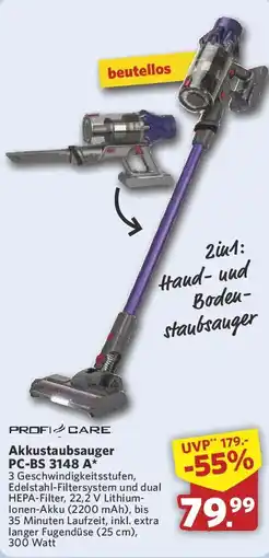 Combi PROFI CARE Akkustaubsauger PC-BS 3148 A Angebot