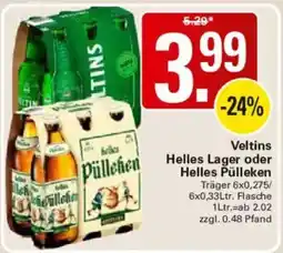 WEZ Veltins Helles Lager oder Helles Pülleken Angebot