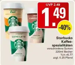 WEZ Starbucks Kaffeespezialitäten Angebot
