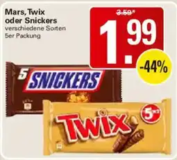 WEZ Mars, Twix oder Snickers Angebot