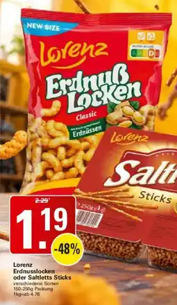 WEZ Lorenz Erdnusslocken oder Saltletts Sticks Angebot