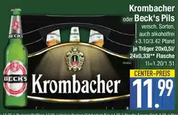 E-Center Krombacher oder Beck's Pils Angebot