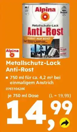 Globus Baumarkt Alpina Metallschutz-Lack Anti-Rost Angebot