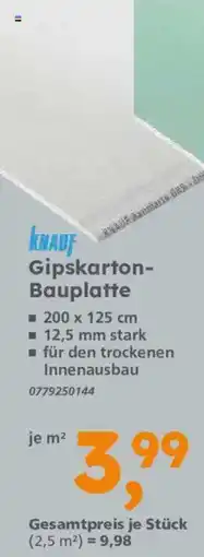 Globus Baumarkt KNAUF Gipskarton Bauplatte Angebot