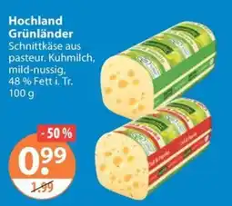 V Markt Hochland Grünländer Schnittkäse aus pasteur. Kuhmilch, mild-nussig Angebot