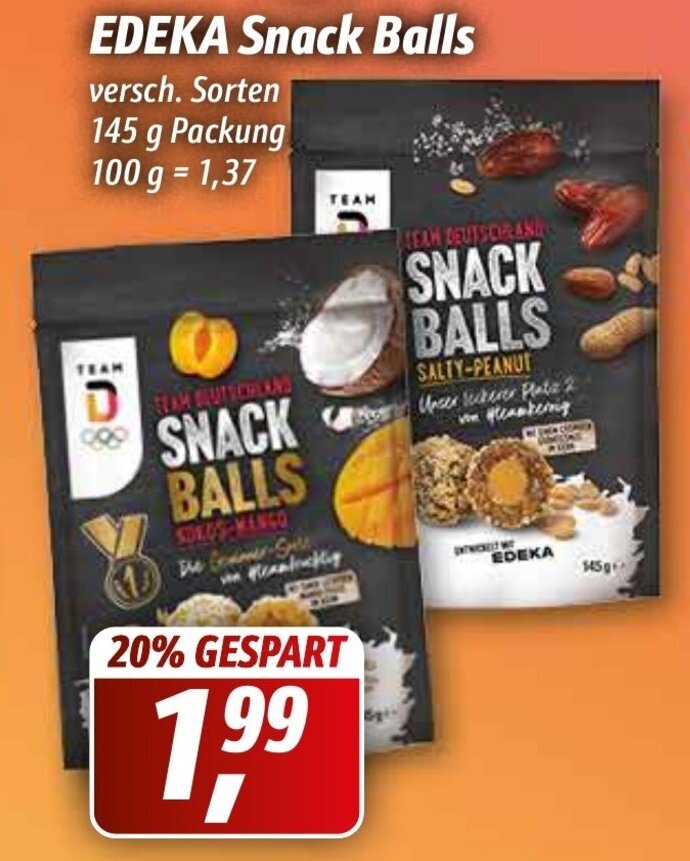 Edeka Snack Balls 145g Angebot bei Simmel