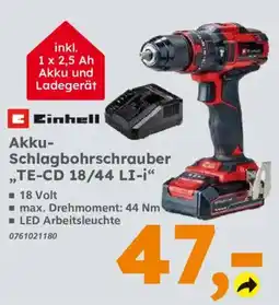 Globus Baumarkt Einhell Akku-Schlagbohrschrauber „TE-CD 18/44 LI-i“ Angebot