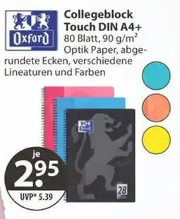 V Markt Oxford Collegeblock Touch DIN A4+ Angebot