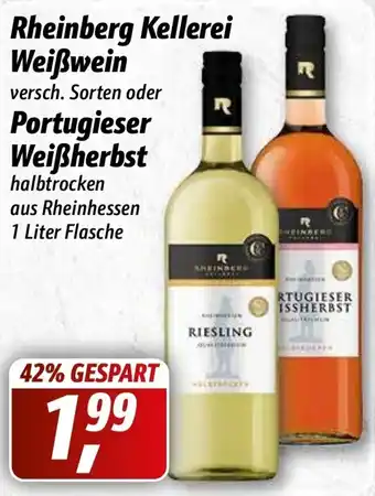 Simmel Rheinberg Kellerei Weißwein oder Portugieser Weißherbst 1L Angebot