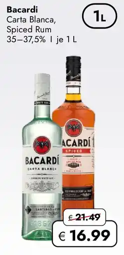 Travel Free Bacardi Carta Blanca, Spiced Rum Angebot