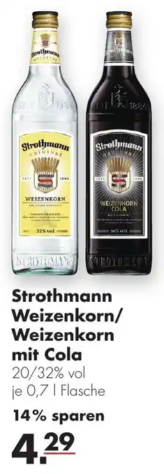 Handelshof Strothmann Weizenkorn oder Weizenkorn mit Cola 0,7L Angebot