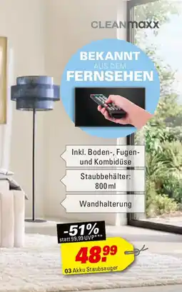 Höffner CLEANMaxx Akku Staubsauger Angebot