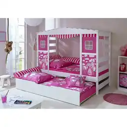 Netto Marken-Discount TiCAA Hausbett mit Bettkasten Horse Rosa Kiefer Weiß Angebot