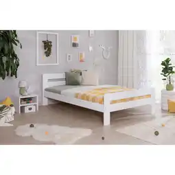 Netto Marken-Discount TiCAA Einzelbett Doppelbett Bert Kiefer Weiß aus Massivholz Angebot