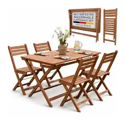 Netto Marken-Discount JUSKYS Gartenmöbel Set Rimini - 5-teiliges Set, Natur, Akazie, vorgeölt, stabil & langlebig Angebot