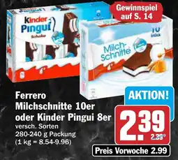 AEZ Ferrero Milchschneite oder Kinder Pingu Angebot