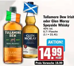AEZ Tullamore Dew Irish oder Glen Moray Speyside Whisky Angebot