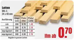 B1 Discount Baumarkt Latten GKL 2, 24 x 48 mm Angebot