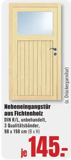 B1 Discount Baumarkt Nebeneingangstür aus Fichtenholz Angebot