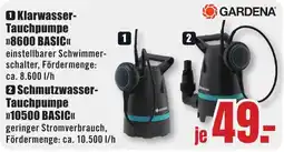 B1 Discount Baumarkt GARDENA Klarwasser-Tauchpumpe »8600 BASIC« Angebot