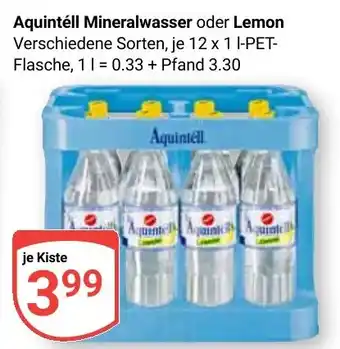 Globus Aquintell Mineralwasser oder Lemon Angebot