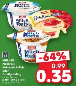 Kaufland MÜLLER Milchreis, Kokosmilch-Reis oder Grießpudding Angebot