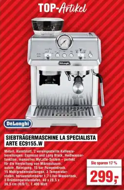 Handelshof DeLonghi SIEBTRÄGERMASCHINE LA SPECIALISTA ARTE EC9155.W Angebot