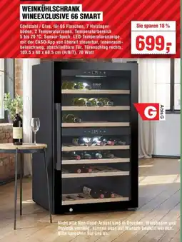 Handelshof WEINKÜHLSCHRANK WINEEXCLUSIVE 66 SMART Angebot