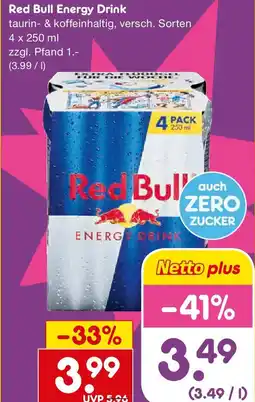 Netto Getränke Discount Red Bull Energy Drink Angebot
