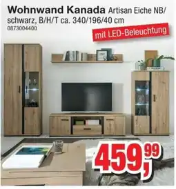 Möbelfundgrube Wohnwand Kanada Artisan Eiche NB/schwarz Angebot