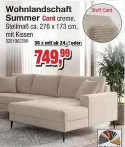 Möbelfundgrube Wohnlandschaft Summer Cord creme Angebot