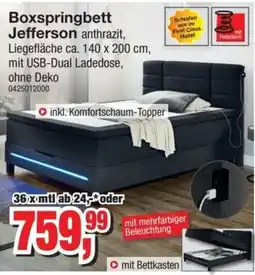 Möbelfundgrube Boxspringbett Jefferson anthrazit Angebot