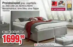 Möbelfundgrube Preisbeispiel grau, Liegefläche Angebot