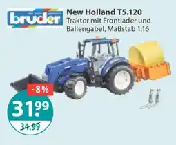 V Markt New Holland T5.120 Traktor mit Frontlader und Ballengabel Angebot