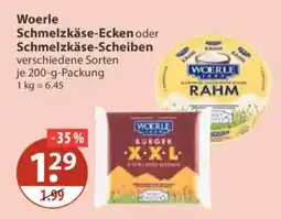 V Markt Woerle Schmelzkäse-Ecken oder Schmelzkäse-Scheiben Angebot