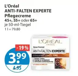 V Markt L'Oréal ANTI-FALTEN EXPERTE Pflegecreme Angebot
