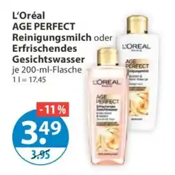 V Markt L'Oréal AGE PERFECT Reinigungsmilch oder Erfrischendes Gesichtswasser Angebot