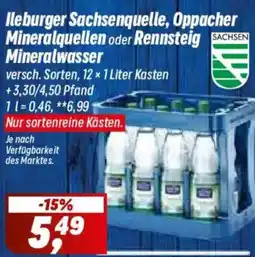 Simmel Ileburger Sachsenquelle, Oppacher Mineralquellen oder Rennsteig Mineralwasser Angebot