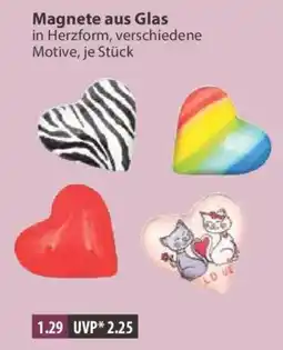 V Markt Magnete aus Glas in Herzform, verschiedene Motive Angebot