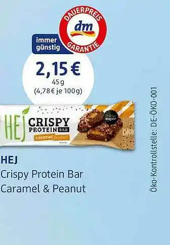 dm drogerie Hej Crispy Protein Bar Caramel & Peanut Angebot