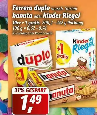 Simmel Ferrero Duplo, Hanuta Oder Kinder Riegel Angebot