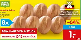 Netto Marken-Discount BACKSTUBE Schnittbrötchen Angebot