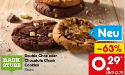 Netto Marken-Discount BACK STUBE Double Choc oder Chocolate Chunk Cookies Angebot