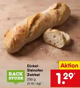 Netto Marken-Discount BACK STUBE Dinkel-Steinofen Zwirbel Angebot