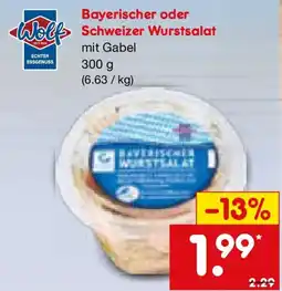 Netto Marken-Discount Wolf Bayerischer oder Schweizer Wurstsalat Angebot